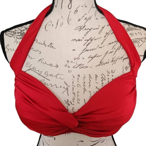 Nicolita Ladies Size XL Red Halter Pinup Style Bikini Top - Picture 2 of 7